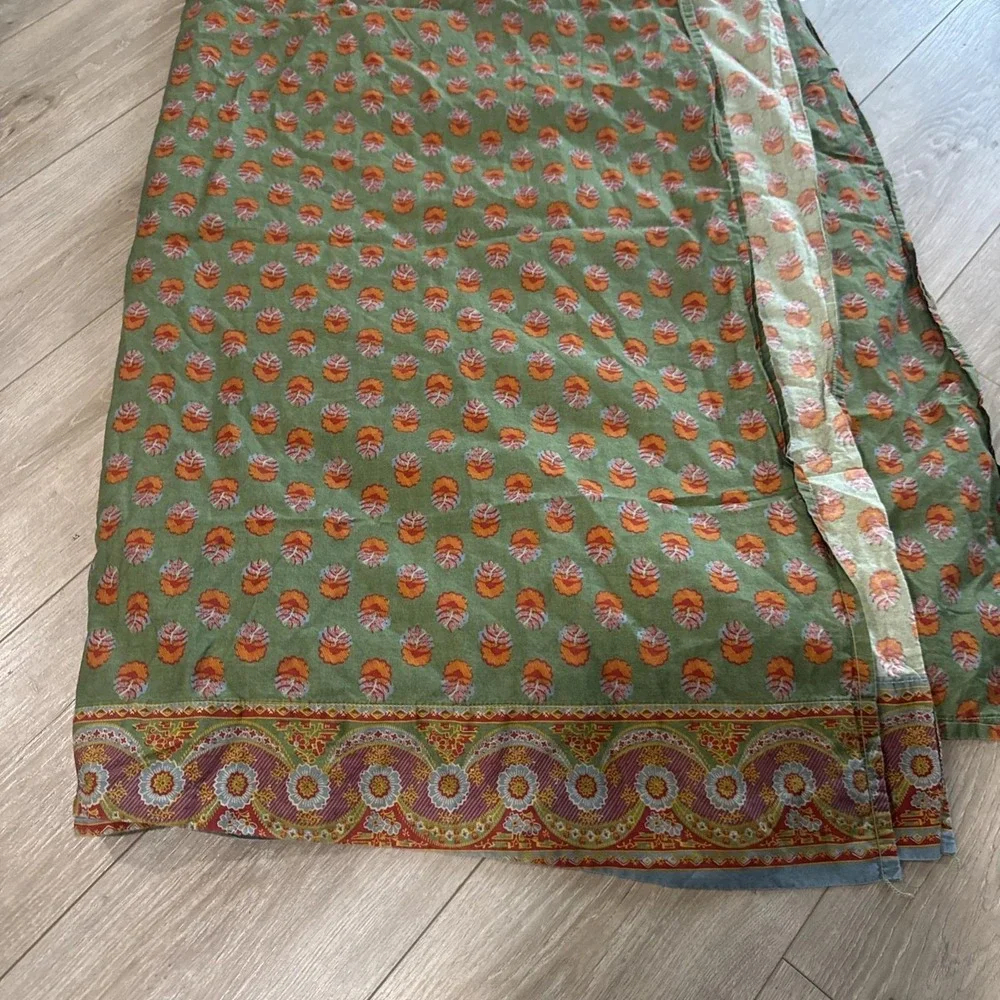RARE Vintage Ralph Lauren Village Mews Terrace Border Green Flat Sheet KING